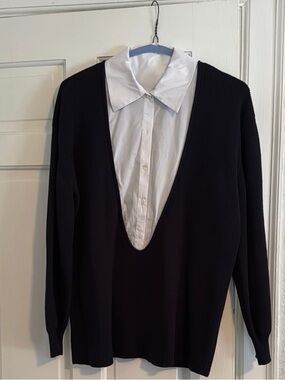 Staud Coast Relaxed-Fit Bib Collar Sweater